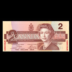 Canada, Bank of Canada, 2 dollars : 1986