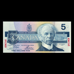 Canada, Bank of Canada, 5 dollars : 1986