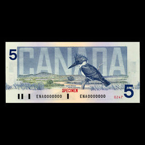 Canada, Bank of Canada, 5 dollars : 1986