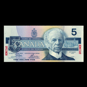 Canada, Bank of Canada, 5 dollars : 1986