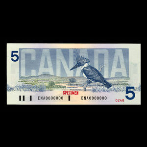 Canada, Bank of Canada, 5 dollars : 1986