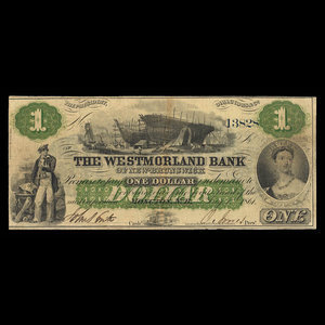 Canada, Westmorland Bank of New Brunswick, 1 dollar : August 1, 1861