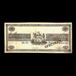 Canada, Bank of British North America, 7 dollars : 1838