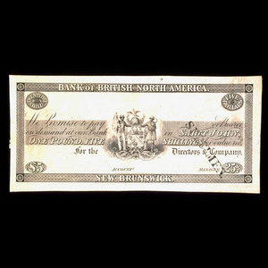 Canada, Bank of British North America, 5 dollars : 1837