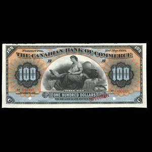 Canada, Canadian Bank of Commerce, 100 dollars : May 2, 1898