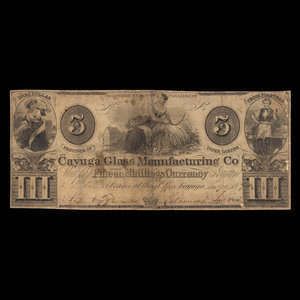 Canada, Cayuga Glass Manufacturing Co., 3 dollars : January 1, 1844
