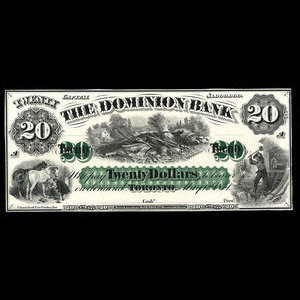 Canada, Dominion Bank, 20 dollars : May 1, 1871