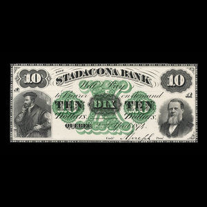 Canada, Stadacona Bank, 10 dollars : April 2, 1874