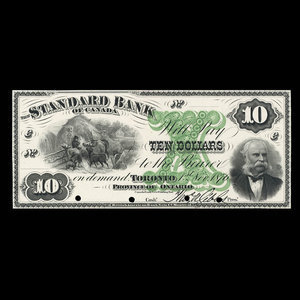 Canada, Standard Bank of Canada, 10 dollars : November 1, 1876