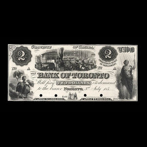 Canada, Bank of Toronto (The), 2 dollars : July 3, 1859