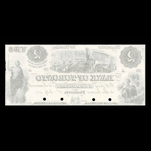 Canada, Bank of Toronto (The), 2 dollars : July 3, 1859