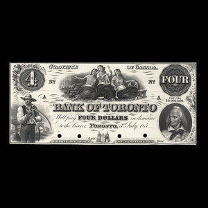 Canada, Bank of Toronto (The), 4 dollars : July 3, 1859