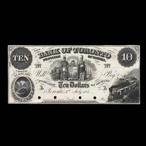 Canada, Bank of Toronto (The), 10 dollars : July 3, 1859
