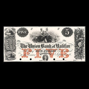 Canada, Union Bank of Halifax, 5 livres : September 1, 1861