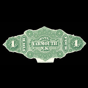 Canada, Bank of Yarmouth, 4 dollars : July 1, 1870