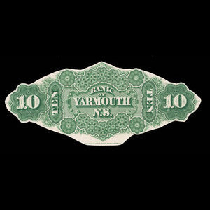 Canada, Bank of Yarmouth, 10 dollars : July 1, 1870