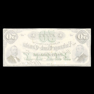 Canada, Exchange Bank of Canada, 50 dollars : January 2, 1873