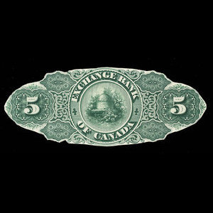 Canada, Exchange Bank of Canada, 5 dollars : October 1, 1872