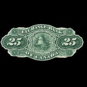 Canada, Exchange Bank of Canada, 25 dollars : November 1, 1872