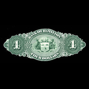 Canada, Bank of Hamilton, 4 dollars : September 2, 1872