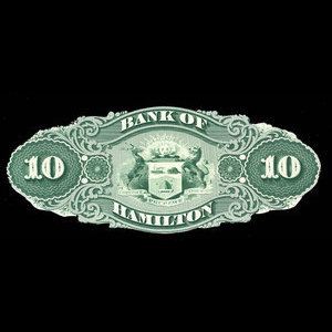 Canada, Bank of Hamilton, 10 dollars : September 2, 1872