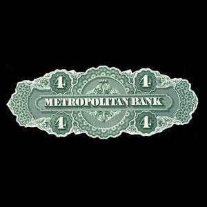 Canada, Metropolitan Bank, 4 dollars : 1872