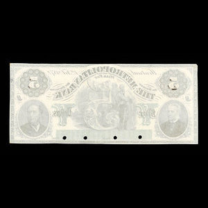 Canada, Metropolitan Bank, 5 dollars : February 1, 1872