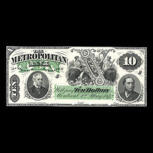 Canada, Metropolitan Bank, 10 dollars : May 1, 1872