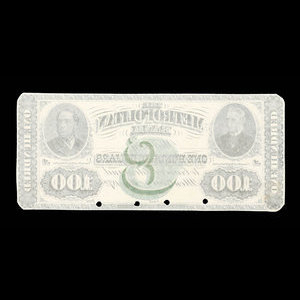 Canada, Metropolitan Bank, 100 dollars : May 1, 1872