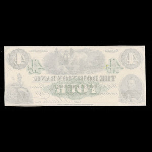 Canada, Dominion Bank, 4 dollars : February 1, 1871