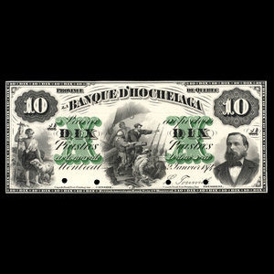 Canada, Banque d'Hochelaga, 10 piastres : January 2, 1874