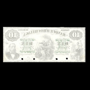 Canada, Banque d'Hochelaga, 10 piastres : January 2, 1874