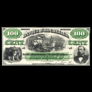 Canada, Banque d'Hochelaga, 100 piastres : November 1, 1875