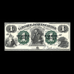 Canada, Banque Jacques-Cartier, 4 piastres : May 2, 1870