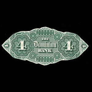 Canada, Dominion Bank, 4 dollars : February 1, 1871