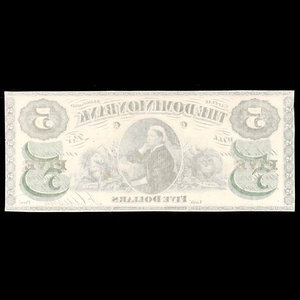 Canada, Dominion Bank, 5 dollars : February 1, 1871