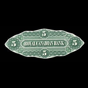 Canada, Royal Canadian Bank, 5 dollars : July 1, 1872