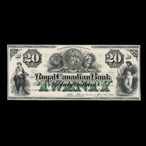 Canada, Royal Canadian Bank, 20 dollars : October 2, 1871