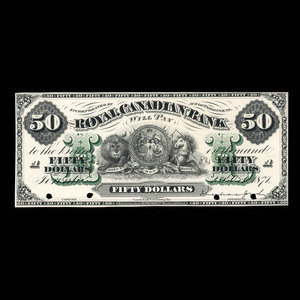 Canada, Royal Canadian Bank, 50 dollars : October 2, 1871