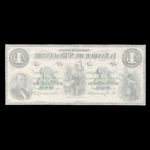 Canada, Banque de St. Hyacinthe, 4 dollars : January 2, 1874