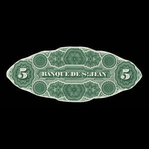 Canada, Banque de St. Jean, 5 dollars : September 1, 1873