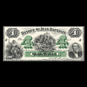 Canada, Banque St. Jean Baptiste, 4 dollars : June 24, 1875