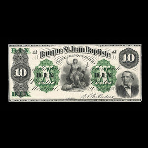 Canada, Banque St. Jean Baptiste, 10 dollars : June 24, 1875