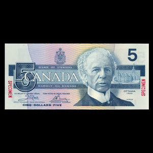 Canada, Bank of Canada, 5 dollars : 1986