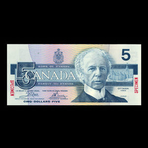 Canada, Bank of Canada, 5 dollars : 1986