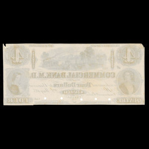 Canada, Commercial Bank of the Midland District, 4 dollars : May 2, 1854