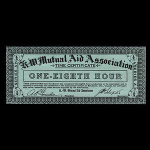 Canada, K.-W. Mutual Aid Association, 1/8 hour : 1935