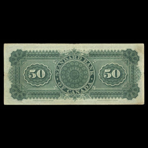 Canada, Standard Bank of Canada, 50 dollars : December 1, 1890