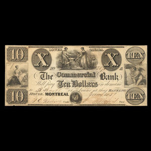 Canada, Commercial Bank (Montreal), 10 dollars : June 1, 1837