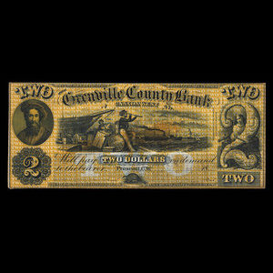 Canada, Grenville County Bank, 2 dollars : 1856